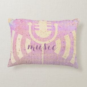 Pink Pastel Grunge Love Music Coussin