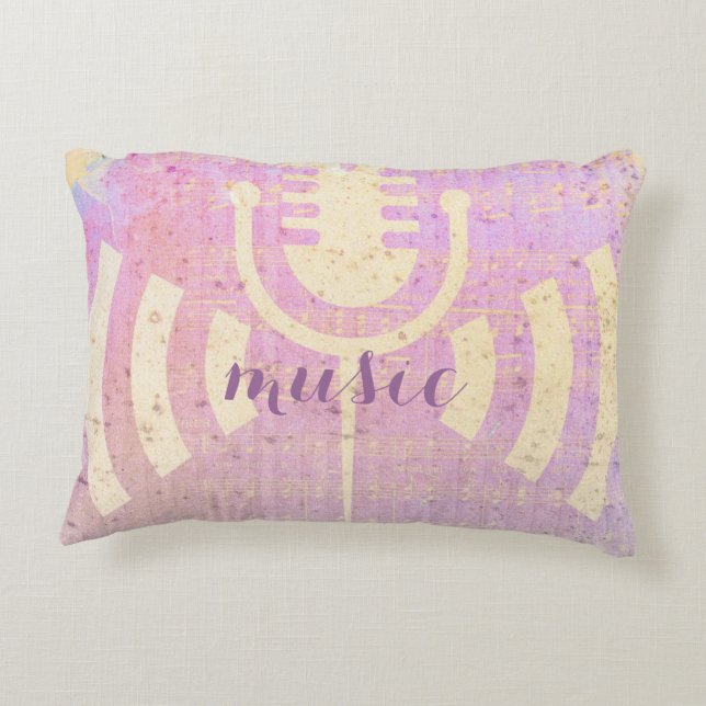 Pink Pastel Grunge Love Music Coussin (Dos)