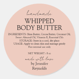 Pink Pastel Handmade Body Butter Organic Classic Round Sticker
