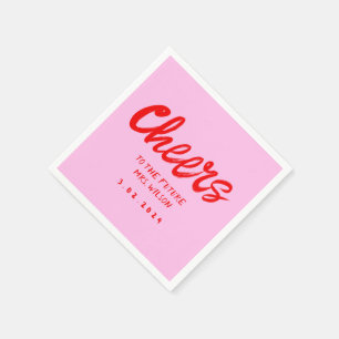 Pink Pastel Handwriting Retro Bridal ShowerNapkins Napkin