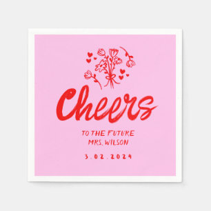 Pink Pastel Handwriting Retro Bridal ShowerNapkins Napkin
