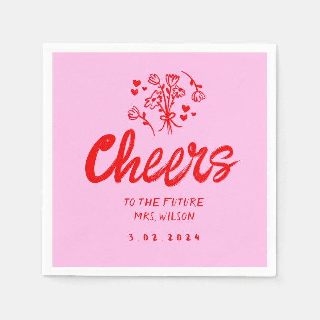 Pink Pastel Handwriting Retro Bridal ShowerNapkins Napkin (Front)