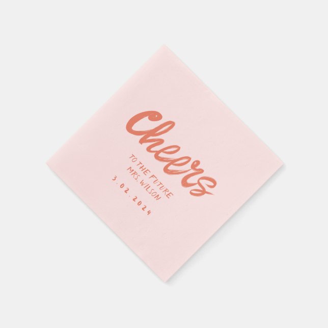 Pink Pastel Handwriting Retro Bridal ShowerNapkins Napkin (Corner)