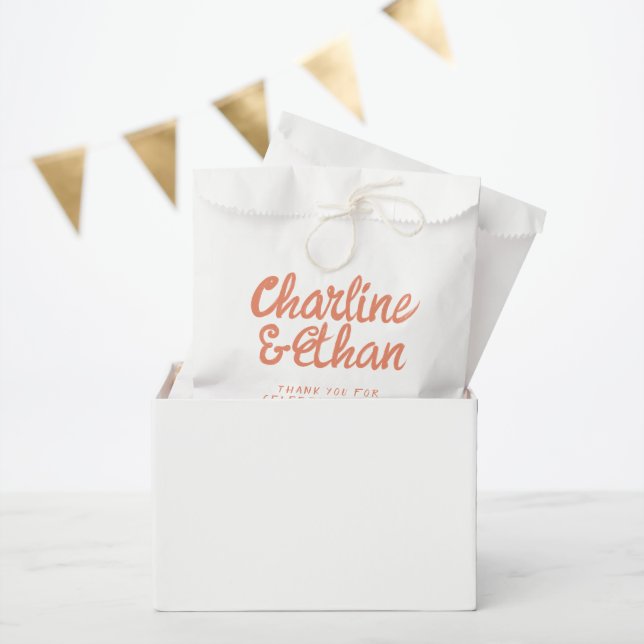 Pink Pastel Handwriting Retro Wedding Favour Bag (Party)