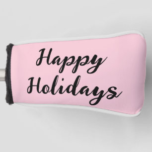 Pink pastel happy holidays Christmas simple stylis Golf Head Cover