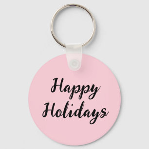 Pink pastel happy holidays Christmas simple stylis Keychain