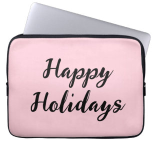Pink pastel happy holidays Christmas simple stylis Laptop Sleeve