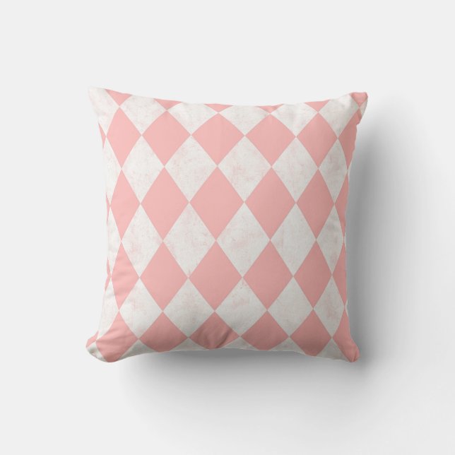 Pink Pastel Harlequin Diamond Seamless Pattern Thr Throw Pillow (Front)