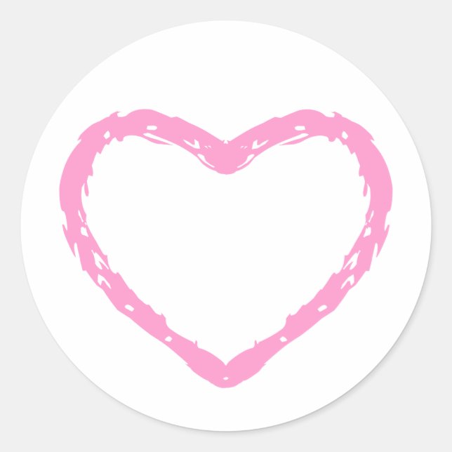 Pink Pastel Heart Chalkboard Kid Drawning Classic Round Sticker (Front)