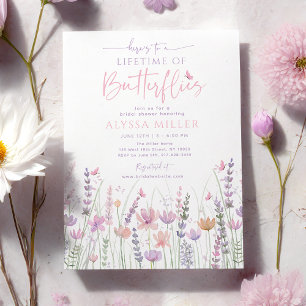 Pink Pastel Lifetime of Butterflies Bridal Shower Invitation