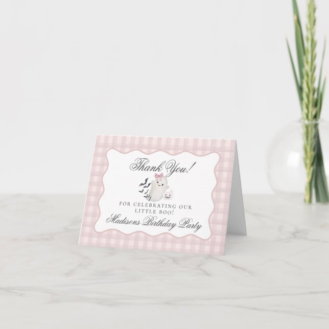 Pink Pastel Little Boo Fantôme Anniversaire Merci (Devant)
