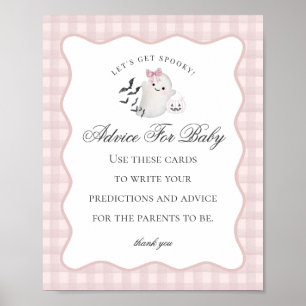 Pink Pastel Little Boo Ghost Advice for Baby Sign