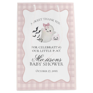 Pink Pastel Little Boo Ghost Baby Shower Favors Medium Gift Bag