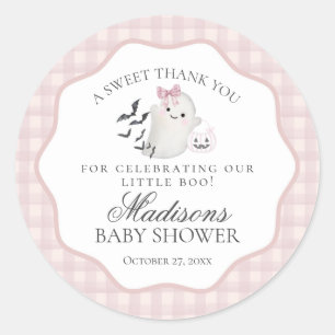 Pink Pastel Little Boo Ghost Baby Shower Favour Classic Round Sticker