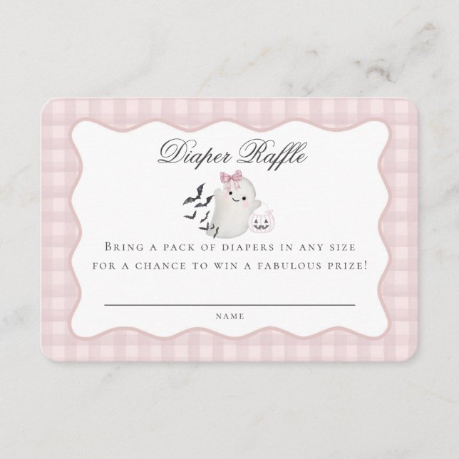 Pink Pastel Little Boo Ghost Diaper Raffle Insert (Front)