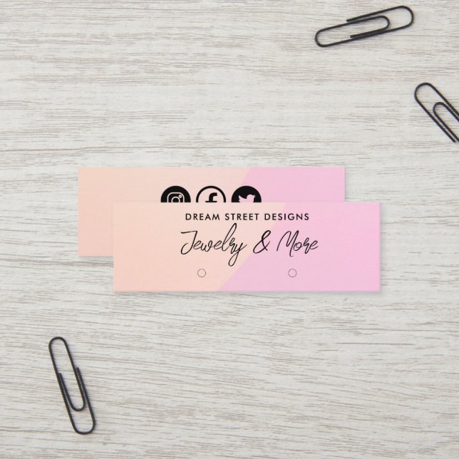 Pink Pastel Logo Médias sociaux Écouter la carte d (Devant/Arrière en situation)