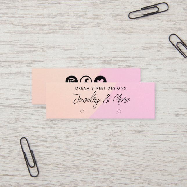 Pink Pastel Logo Social Media Earring Display Card (Front/Back In Situ)