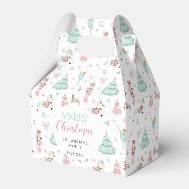 Pink pastel nutcracker Christmas candy favour boxe Favor Box (Front Side)