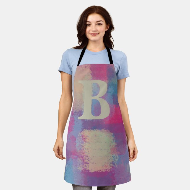 Pink Pastel Patchwork Initial Apron (Worn)