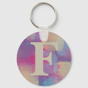 Pink Pastel Patchwork Initial Keychain