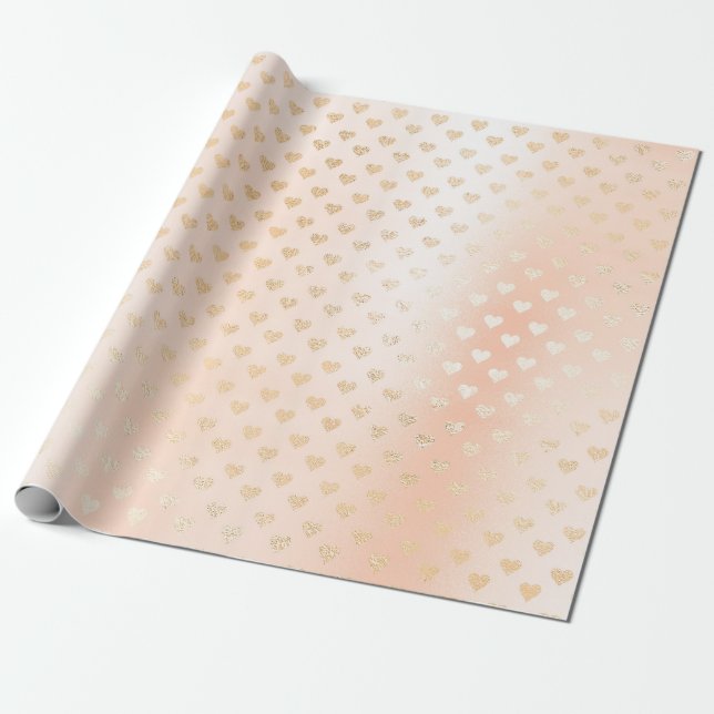 Pink Pastel Powder Hearts  Elegant Confetti Wrapping Paper (Unrolled)