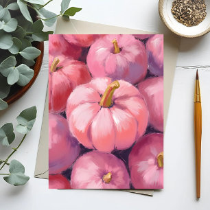 Pink Pastel Pumpkins Halloween Holiday Postcard