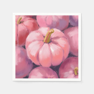 Pink Pastel Pumpkins Halloween Napkin