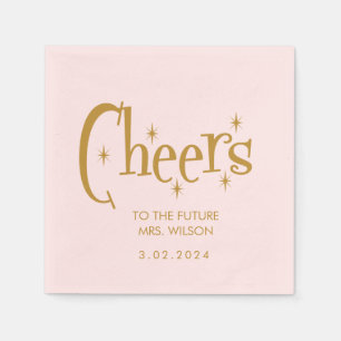 Pink Pastel  Retro Bridal Shower Napkin