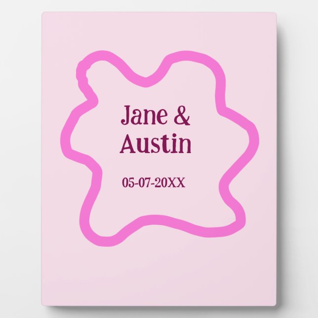 Pink pastel retro wedding border frame name date (Front)