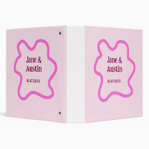 Pink pastel retro wedding border frame name date binder