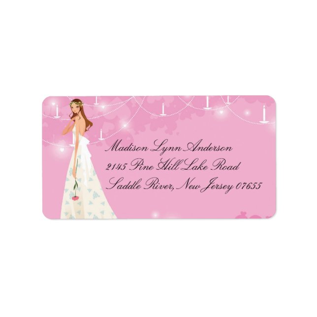 Pink Pastel Romantic Bride Return Address Label (Front)