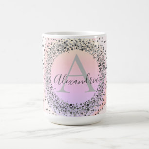Pink Pastel Silver Speckled Glittery Personalized  Magic Mug