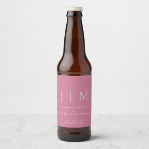 Pink Pastel Simple Minimalistic Drink Wedding Beer Bottle Label