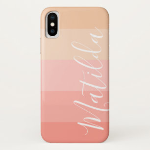 Pink Pastel Skin  Ombre Stripe Personalized Name Case-Mate iPhone Case