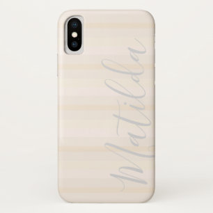 Pink Pastel Skin  Ombre Stripe Personalized Name Case-Mate iPhone Case