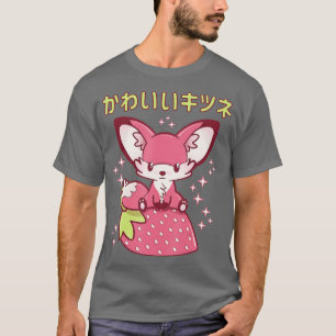 Pink Pastel Strawberry Fox Japanese Kawaii Pink Go T-Shirt