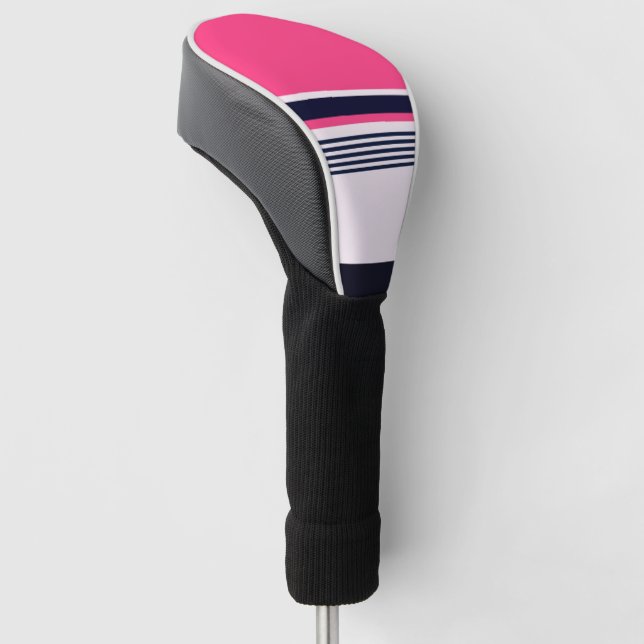 Pink Pastel Stripes Golf Head Cover (Angled)