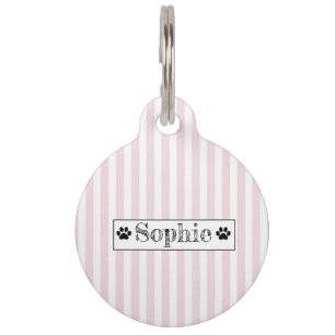 Pink Pastel Stripes Personalized Dog Cat Pet  Pet Tag