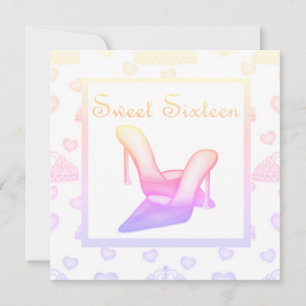 Pink pastel sweet SIXTEEN SHOES BIRTHDAY Invitation