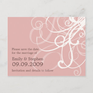 Pink Pastel Swirls • Save the Date Postcard