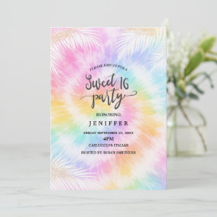 Pink Pastel Tie Dye Girly Chic Invitation