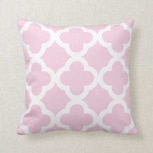 Pink Pastel Trendy Clover Pattern Throw Pillow