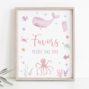 Pink Pastel Under the Sea Birthday Favour Sign