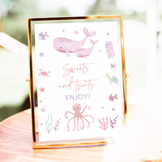 Pink Pastel Under the Sea Sweet Treats Shower Sign (Creator Uploaded)
