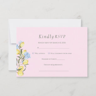 Pink Pastel Watercolor Citrus Wedding RSVP Card