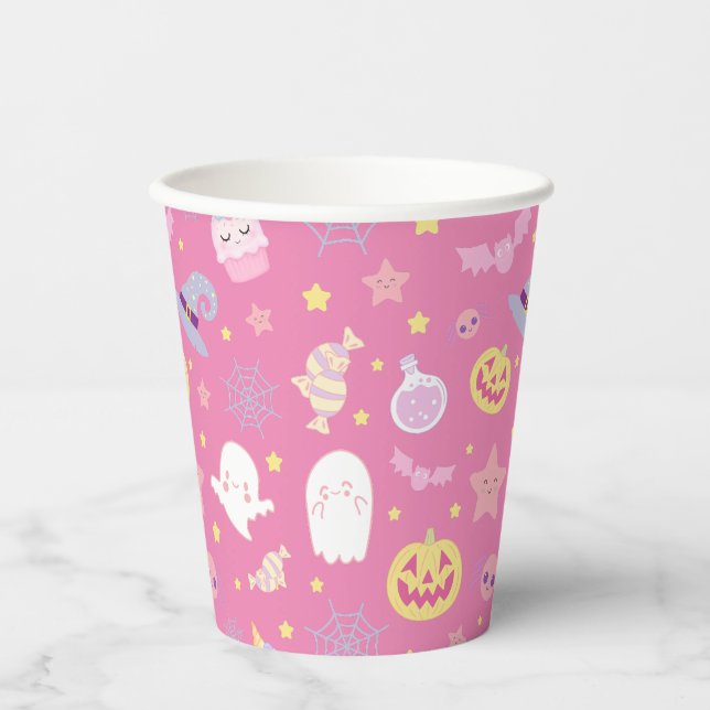 Pink Pasteloween Pattern Halloween Paper Cups (Front)