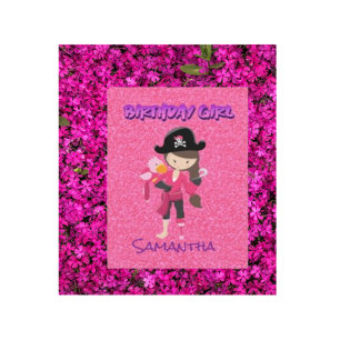 Pink Pastle Glitter  Pirate Girl Note Card