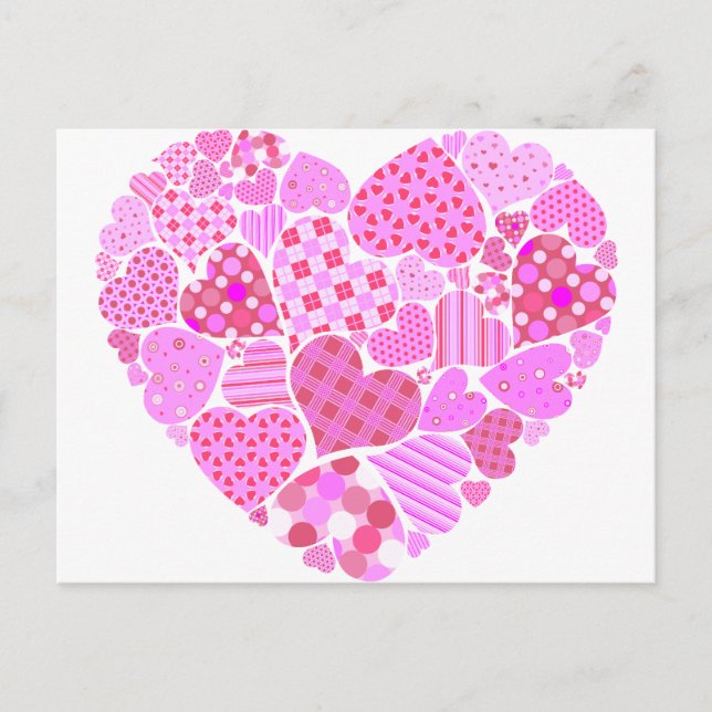 Pink Patchwork Heart Postcard (Front)