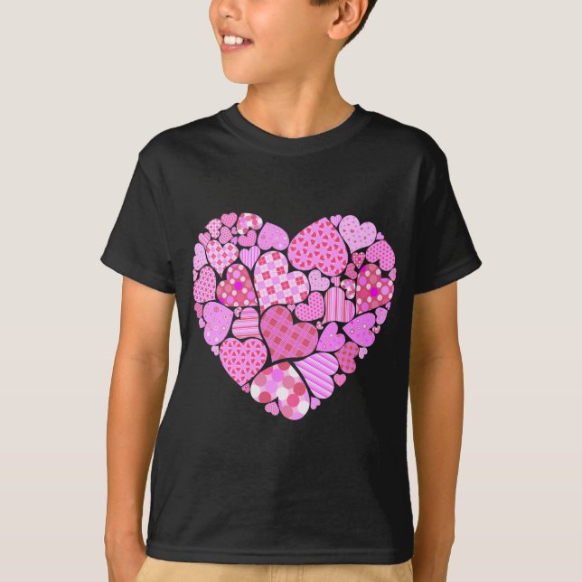 Pink Patchwork Heart T-Shirt (Front)