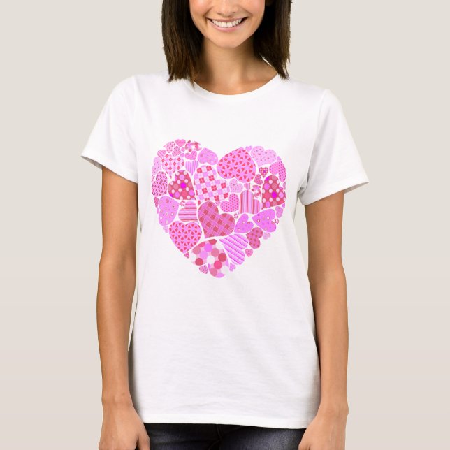 Pink Patchwork Heart T-Shirt (Front)